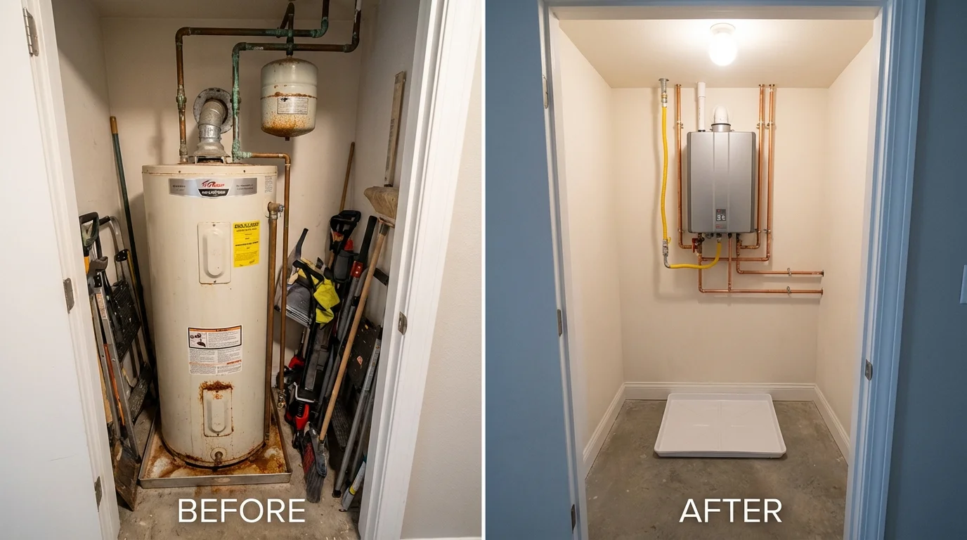 Tank water heater versus wall-mounted tankless unit comparison for Somerville, TN homeowners